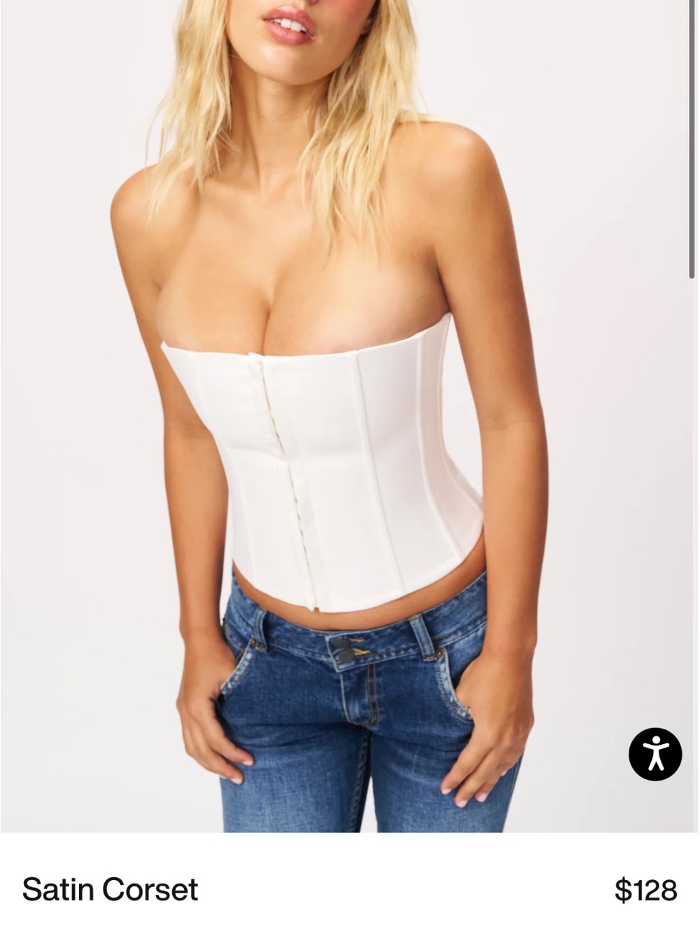 Guizio White Satin Strapless Corset Top